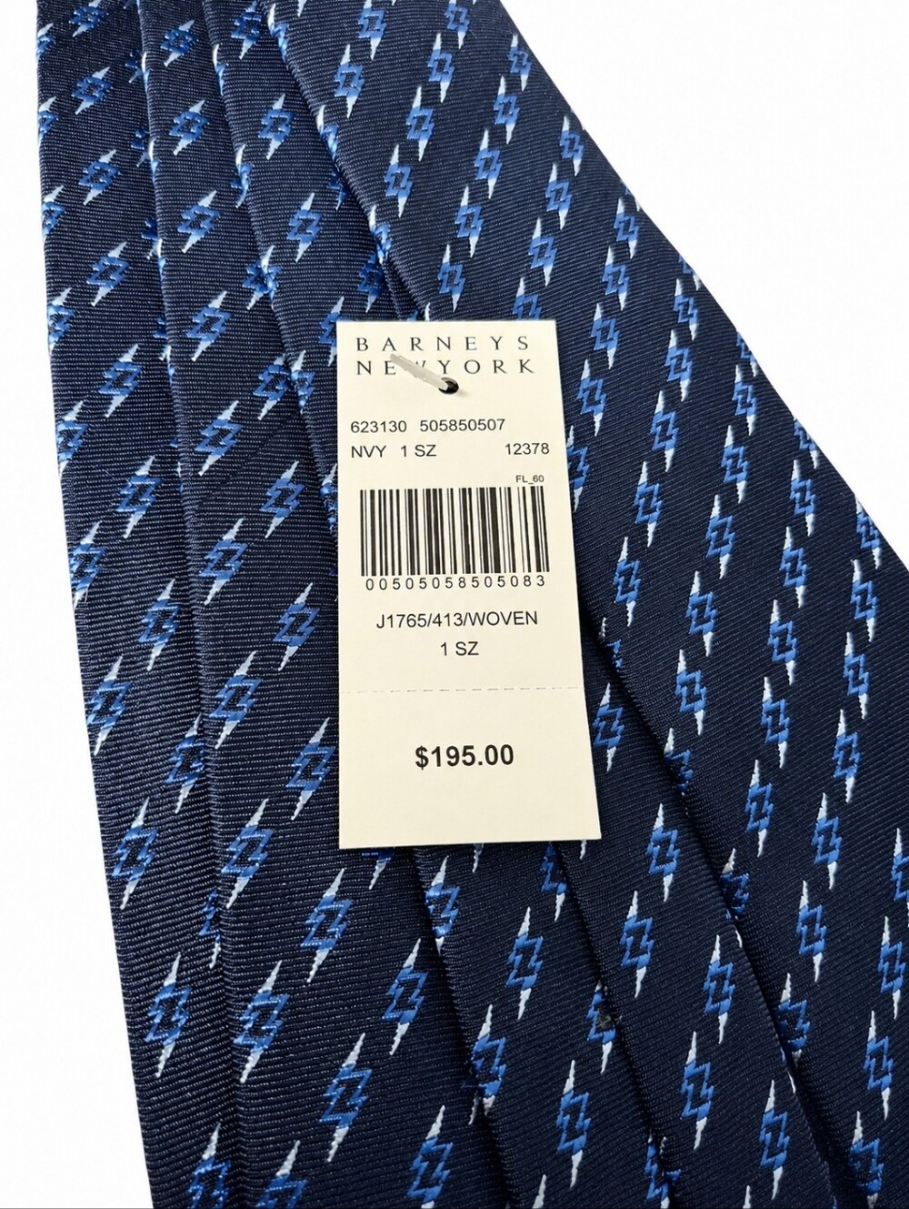 GIVENCHY | Blue Lightning Bolt 100% Silk Tie Made In Italy NWT - Picture 2 of 6